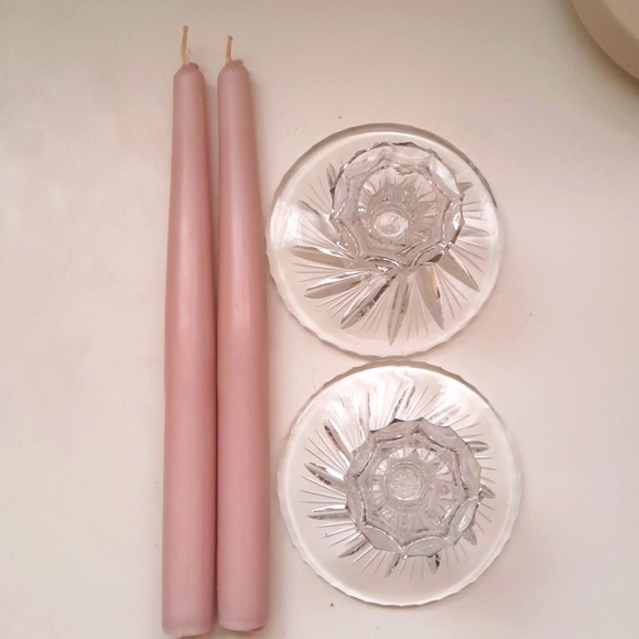 Set of 2 crystal candle holders + 2 candles - Picture 4 of 4